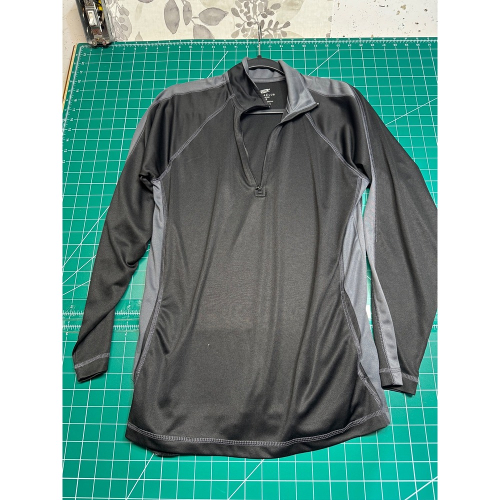 UltraClub Cool & Dry Mens Quarter Zip Pullover Shirt Black Gray Small 8406